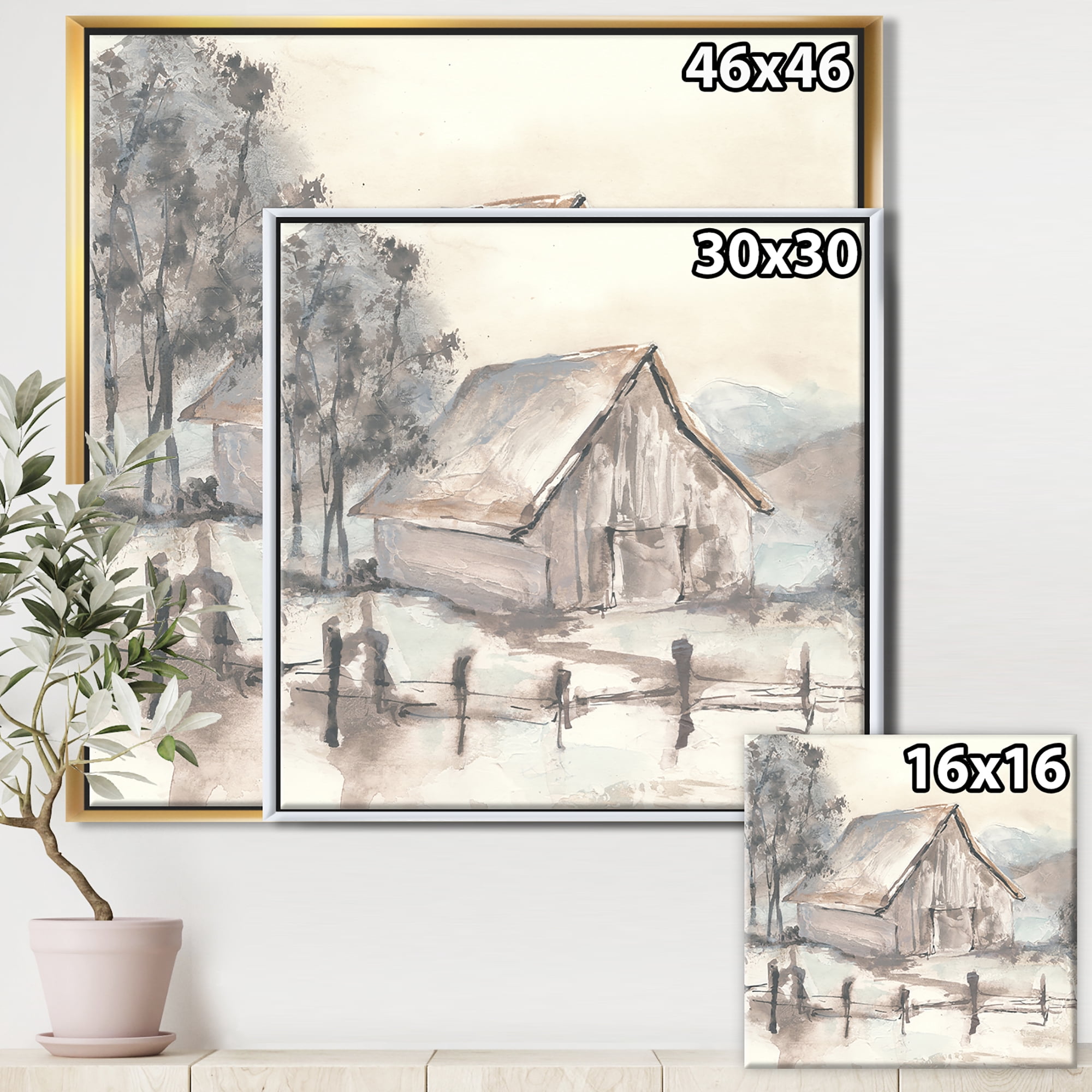 Designart ' Farmhouse Barn Grey VII ' Modern Farmhouse Framed Canvas