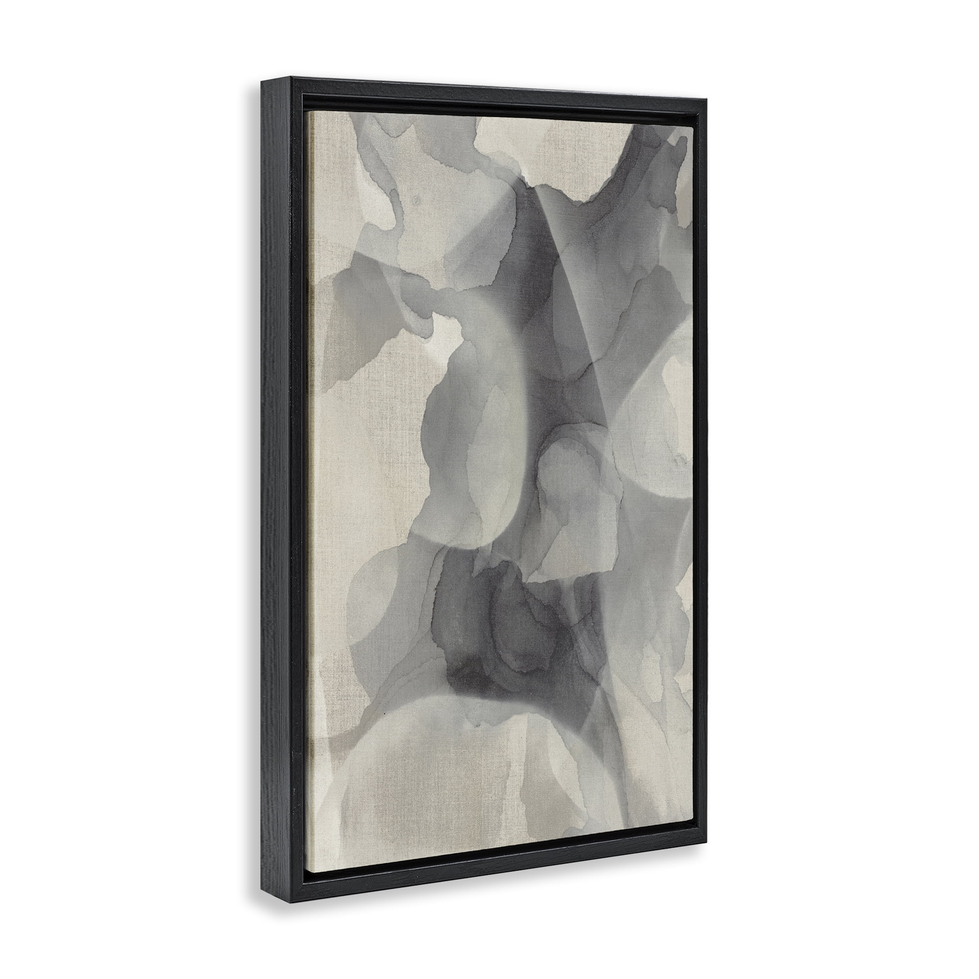 Stupell Industries Mottled Monochrome Abstract Black Framed Floater Canvas Wall Art, design by Kippi Leonard