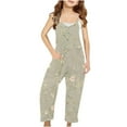thumbnail image 1 of Girls Casual Jumpsuits Sleeveless Summer Rompers Long Pants With Pockets For 5-14 Years, 1 of 6