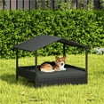 thumbnail image 7 of Yaheetech Outdoor Rattan Dog House with Canopy and Foam Cushion, Black/Gray, 7 of 7