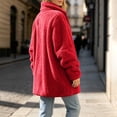 thumbnail image 5 of BXJX Womens Fleece Jackets, Stand Collar Full Zip Mid Length Long Sleeve Warm Outerwear with Pockets Red Size L, 5 of 9