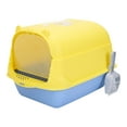 thumbnail image 1 of Caja de arena para gatos con capucha, inodoro completamente cerrado, suministros para mascotas, caja de arena extraíble Amarillo y azul, 1 of 8