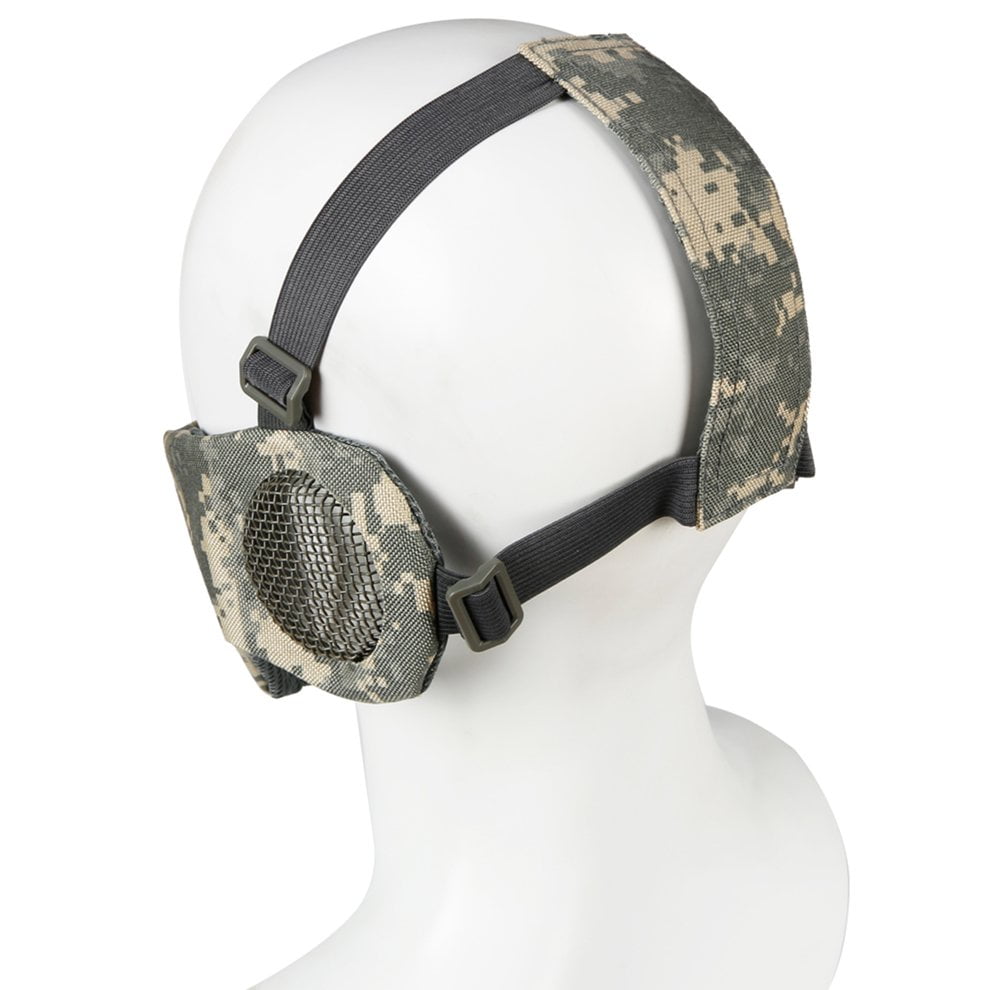 Tactical Airsoft Mask Half Lower Face Metal Steel Net Ear Protection