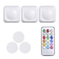 thumbnail image 3 of Yeacher 4.5V 1W RGB Color Changing LED Puck Lights 3 Pack Battery Powered Operated with Remote Control Controller Timer Time Setting Timinng Function 12 Colors Changing Wireless Under Cabinet for, 3 of 8