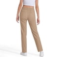thumbnail image 4 of SonxaHe Big Girl Uniform Pants Flat Front Zip Straight Leg Trousers Kids Stretchy Cozy Spring Durable Pants Beige,Size 7-8 Y, 4 of 4