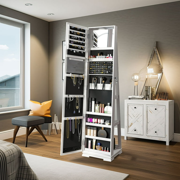 Standing mirror jewelry box deals