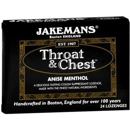 Jakemans Throat & Chest Menthol Cough Suppressant Anise Flavor, 24ct, 4-Pack