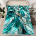 thumbnail image 2 of Manfei Feather Bed Sheets,Modern Art King Sheets,Cyan White Sheet Set For Teens,Super Cozy Room Decor,4-Piece, 2 of 7