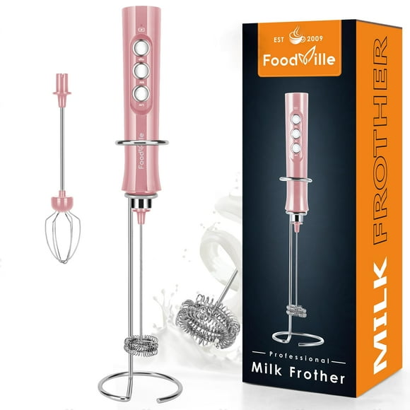 Espumador de leche FoodVille MF02 recargable con batidor de acero inoxidable