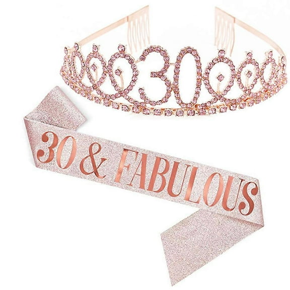 30th Birthday Tiara and Sash Set 30th Birthday Gifts for Woman Quarantine Birthday Party Supplies