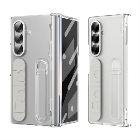 Rugged Phone Case for Samsung Galaxy Z Fold 7, Heavy Duty Shockproof Camera Lens Protection Hand Strap Kickstand Anti-Slip Drop Protective Case Cover for Samsung Galaxy Z Fold 7, Clear