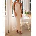 thumbnail image 2 of Biekopu  Women Summer Knit Dress, Tie-up Halter Backless Hollowed Cocktail Long Beach Dress, 2 of 9