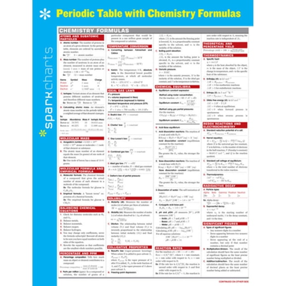 Pre-Owned Periodic Table with Chemistry Formulas SparkCharts (Volume 50), 9781411470682, 1411470680, Paperback, Lam Crds edition