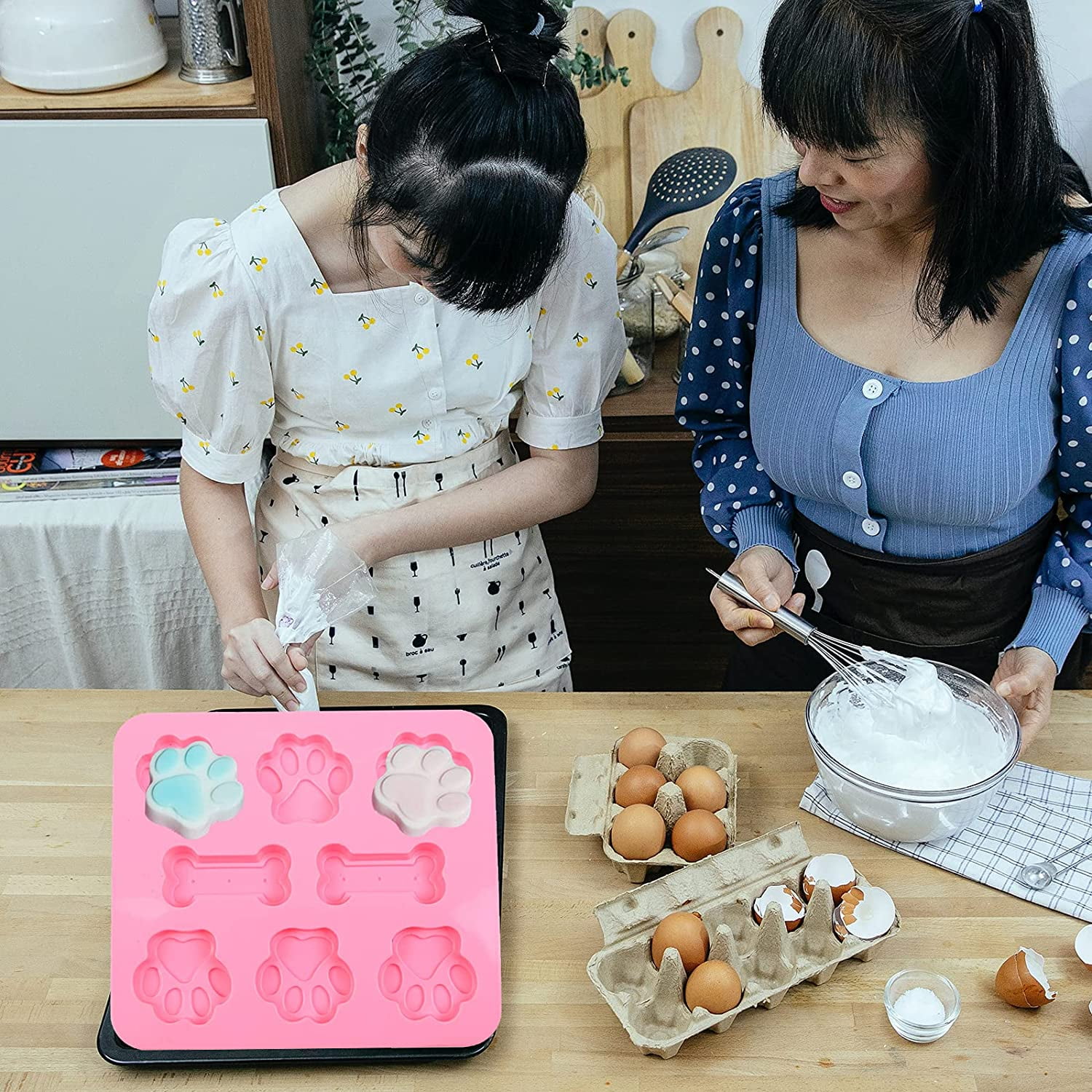 XINQIHANG 2 PCS Dog Paw Mold Silicone Paw Print Chocolate Molds Dog Treats Molds Cat Baking Moulds Dog Ice Mold Non Stick Puppy Silicone Mold for Wax