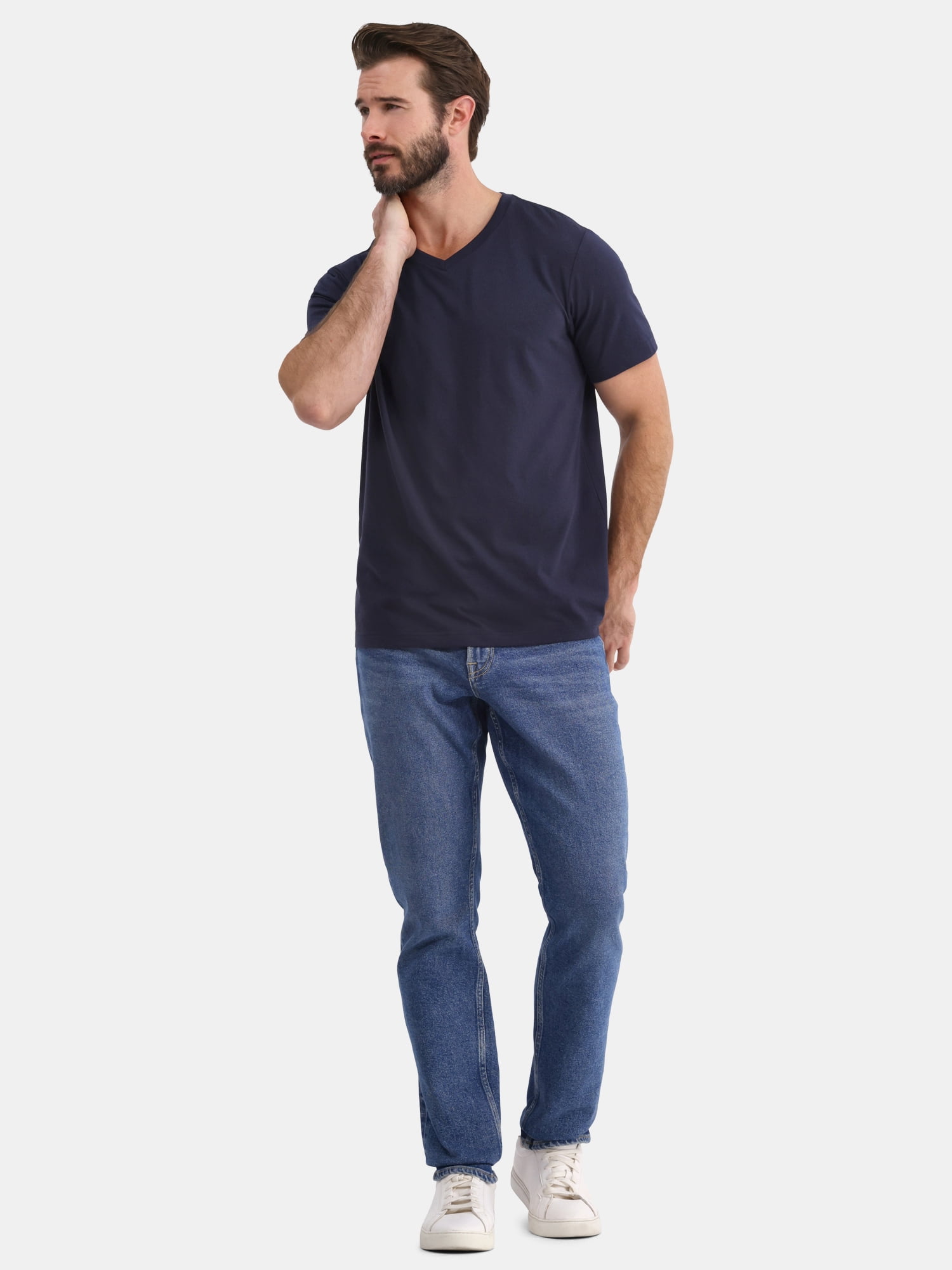 George Men's and Big Men's Lightweight V Neck Tee with Short Sleeves, 3-Pack, Sizes XS-3XL