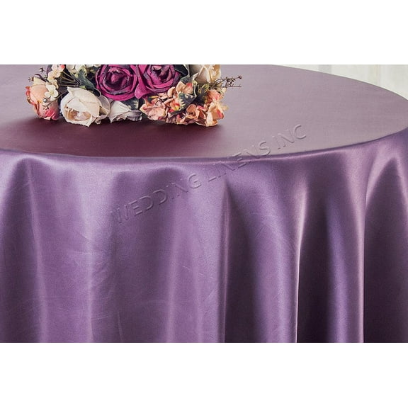 Wedding Linens Inc. 120 inch Round Satin Tablecloth Satin Table Cover Linens - Wisteria