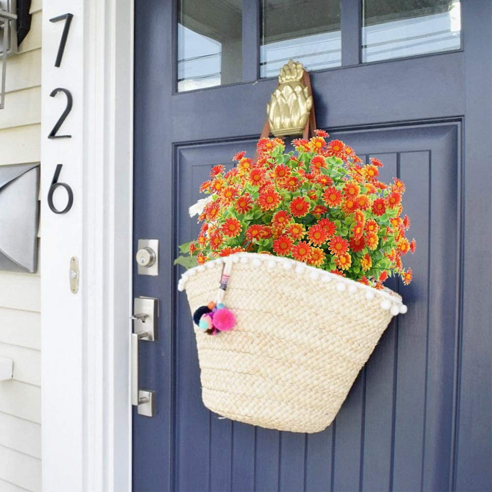 6 Bundles Artificial Daisy Flowers Outdoor Fake Flowers for Decoration No Fade Faux Plastic Flower Garden Porch Window Box Décor (Yellow)