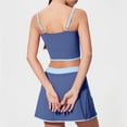 thumbnail image 5 of Women's Fashion Color Matching Trouser Skirt Set, Natural Waisted Loose Shorts with Sling, Two Piece Outfit for Casual Wear, Beach Day, or Summer Vacation, Versatile | CSEONE,Blue 2XL, 5 of 9