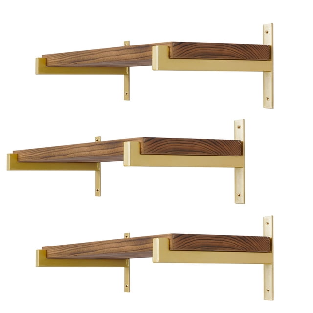 Soportes de estantería EZYDECOR, resistentes, 30 kg, 6 unidades de 30 cm, dorados
