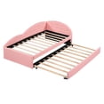 thumbnail image 4 of Euroco Twin Size PU Upholstery Daybed, Tufted Sofa Bed with Trundle for Kids Teens Bedroom, Pink, 4 of 14