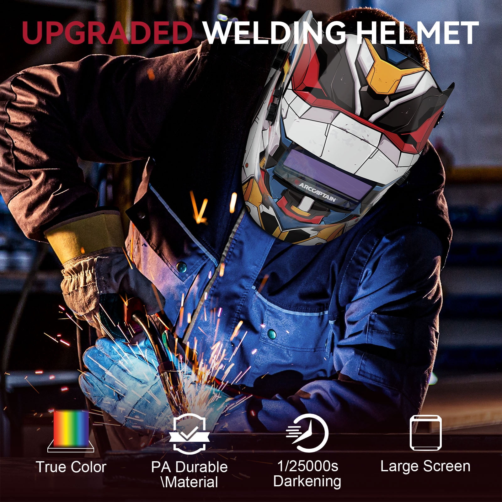 ARCCAPTAIN Welding Helmet Auto Darkening True Color