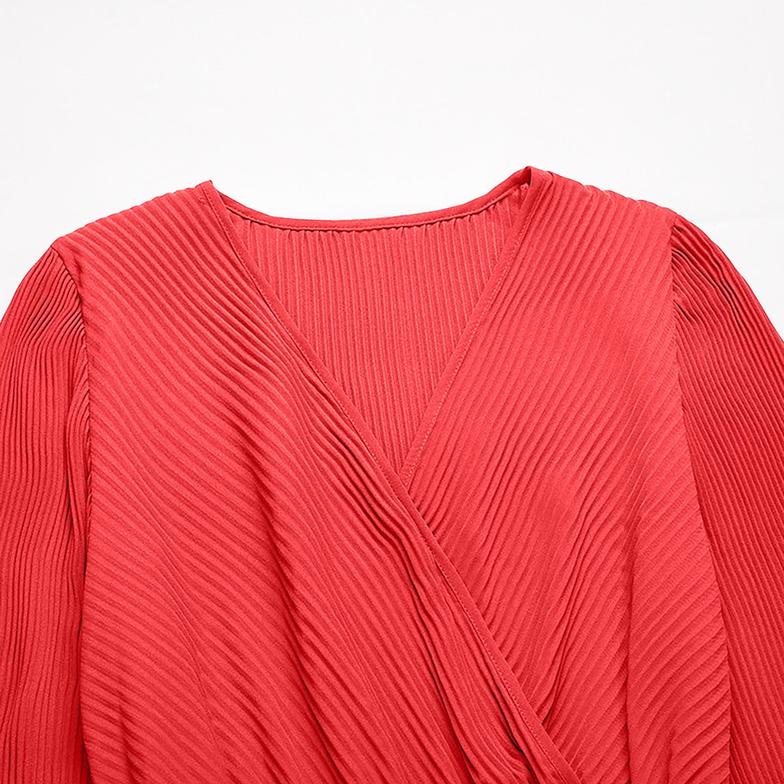 Women's V Neck Pleated A-line Dress 2024 Fall Long Sleeve Casual Swing Maxi Long Dresses for Party Wedding Guest