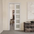 thumbnail image 2 of 30" X 80" Interior Sliding Pocket Doors 5 Lite Tempered Frosted Glass Sliding Door With Hardware & Soft Close, 2 of 8