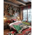 thumbnail image 4 of Christmas Cute Flannel Blanket for Bed,Travel and Camping, Penguin Xmas Tree Snowflake Pink Super Soft Cozy Blanket for All Seasons 50"x60", 4 of 6