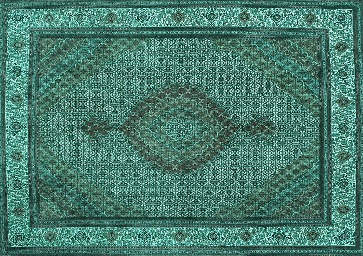 Ahgly Company Indoor Rectangle Medallion Turquoise Blue Traditional ...