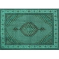 thumbnail image 1 of Ahgly Company Indoor Rectangle Medallion Turquoise Blue Traditional Area Rugs, 2' x 5', 1 of 4