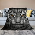 thumbnail image 2 of QZHH  Tiger Blanket White Tiger Face Animal Print on Black Throw Blankets for Adults Baby, Tigers Decor Tiger Gifts for Women Men, Fluffy Flannel Soft Cozy Blanket Bedding, 2 of 6