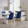 thumbnail image 5 of Blue And Gold Velvet and Metal Dining Side Chair, 5 of 9