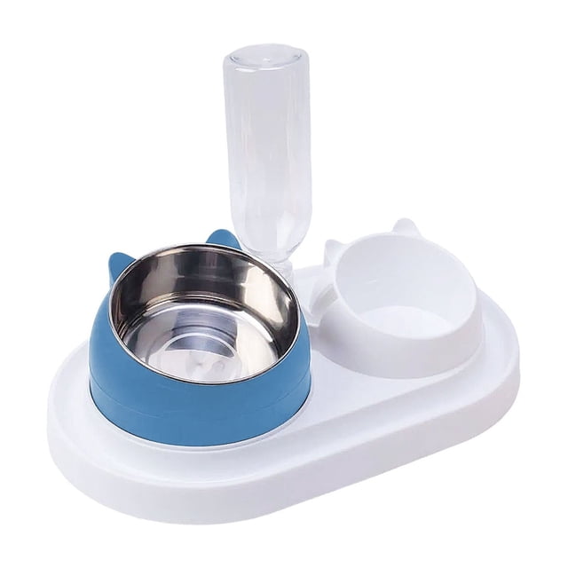 Twfbrm Pet Supplies Cats Bowl Two In One Drinking Water Dog Water Bowl Rice Bowl Pet Bowl Drinking Water Feeding All One Suitable For Dogs and Cats To Live and Drink Water for Cats Dogs