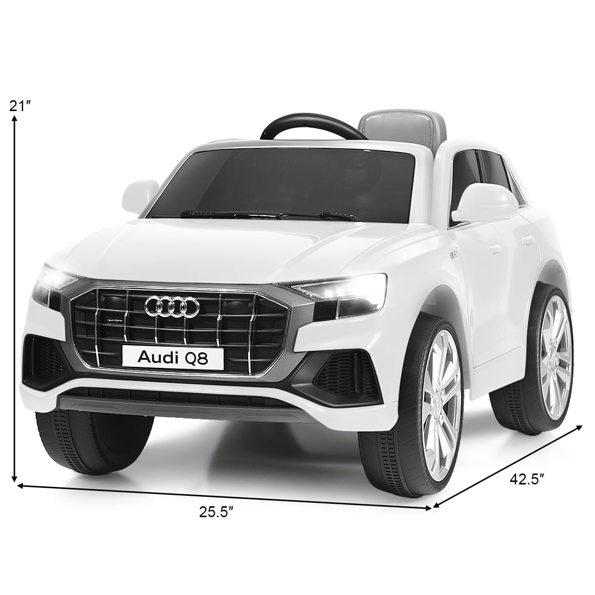Horn 2.4G Remote Control Kids Ride on Toys for Boys & Girls,Black MP3 LED Lights Licensed Audi Q8,12V Battery Powered Electric Vehicle w/2 Motors Costzon Ride on Car Spring Suspension Music 