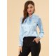 thumbnail image 2 of Blusa Puntos Irregular Allegra K Manga Larga Cuello Del Lazo Trabajo Casual Para Mujer Azul M, 2 of 6