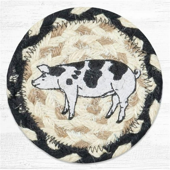 Capitol 31-IC430P 5 x 5 in. Pig Printed Coaster Round Rug, Multi Color