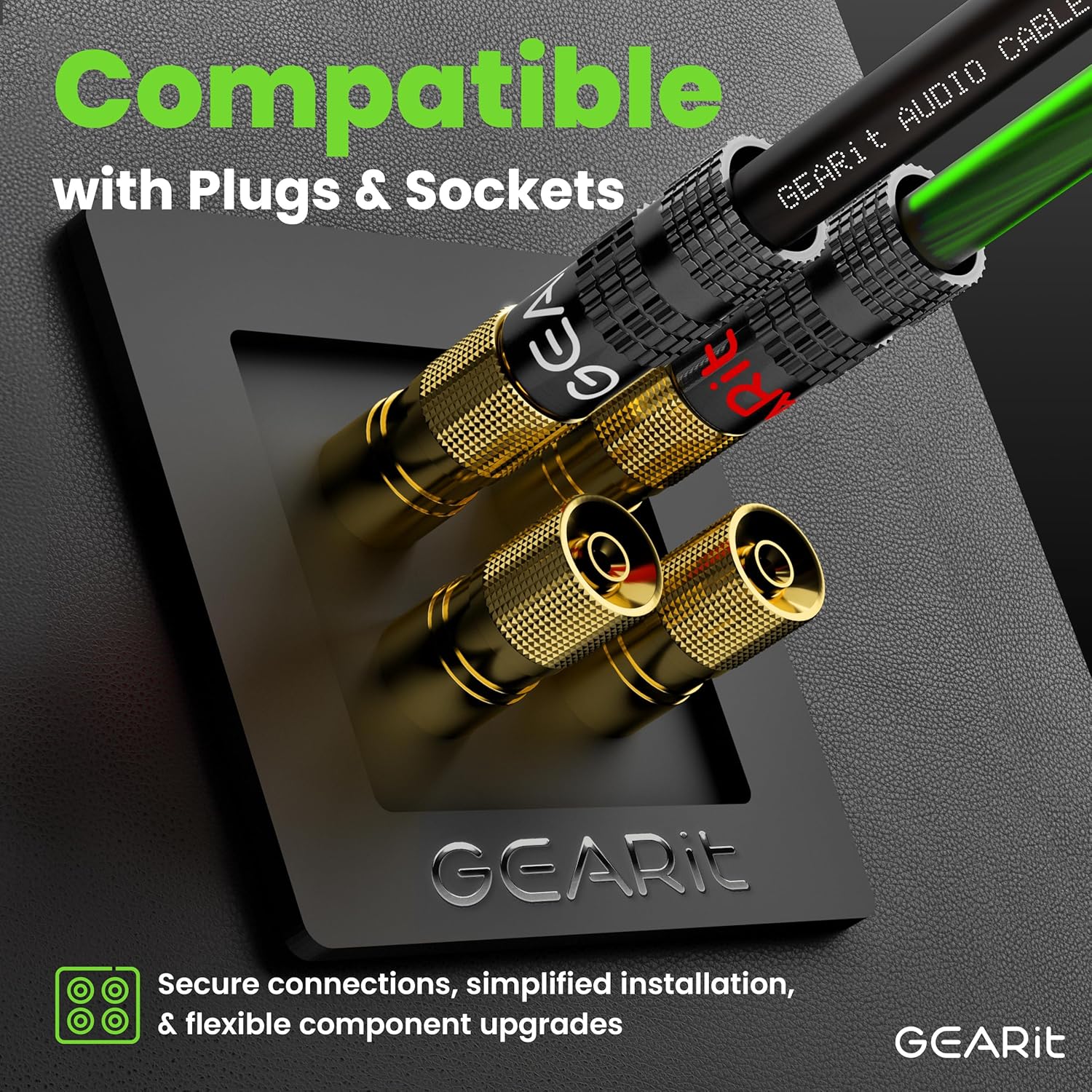 GEARit Pro Series 14AWG Speaker Wire, 14 Gauge Speaker Wire Cable (100 Feet / 30 Meters) Great Use for Home Theater Speakers and Car Speakers, Transparent Black/Green