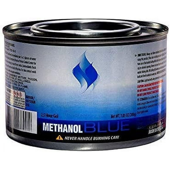 Blue Methanol Chafing Dish Fuel Cans With Reusable Metal Caps, 7 Oz
