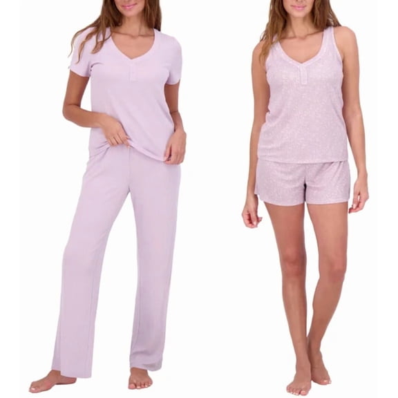 Live2Lounge Women’s 4-piece Pointelle Lounge Set - Small - Lavender Frost (Purple)