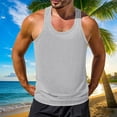 thumbnail image 2 of Fashion YLSDY Mens Ribbed Knit Tank Tops Big and Tall Casual Sleeveless Y-Back Summer Beach Muscle T Shirts Gym Workout Undershirts Gray L, 2 of 4