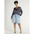 thumbnail image 4 of Time and Tru Women's Silky Satin Ruffle Neck Blouse, Sizes XS-XXXL, 4 of 8