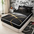thumbnail image 3 of Erosebridal Glossy Basketball Zipper Twin Comforter Sets with Fitted Sheet and 2 Pillowcases for Boys Men, Modern Spaort Lover Zipper Bedding Set, Black Gold, Black Reversible, 4pcs, 3 of 7