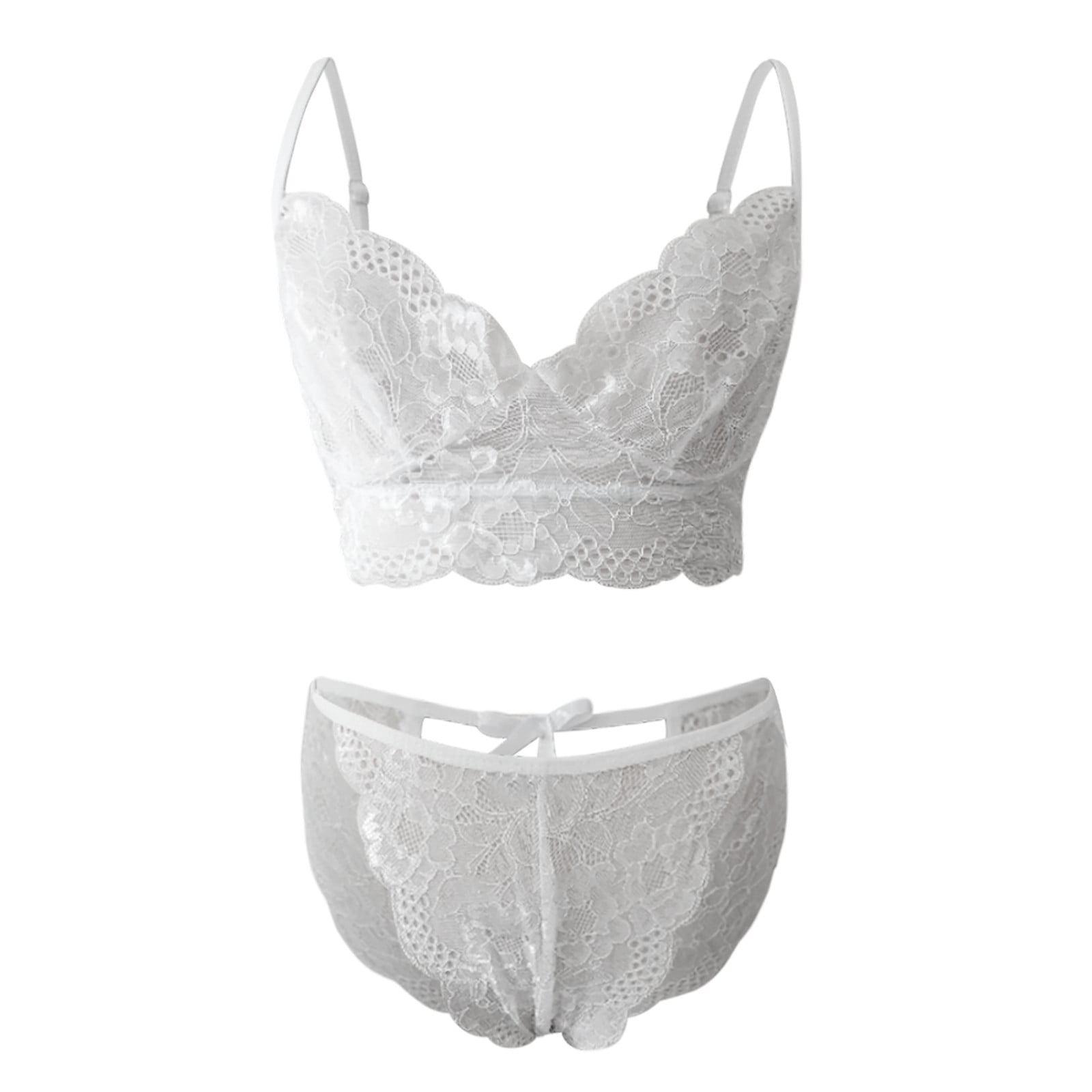 Plus Size Lingerie for Women Naughty Bra Set Mini Bodysuit Lace White Xxl