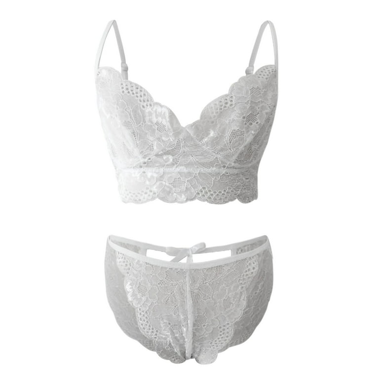 Lingerie for Women Bra Set Sleepwear Lace White L