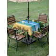 thumbnail image 5 of Outdoor Tablecloth with Umbrella Hole, Ocean Beach Spillproof Waterproof Outdoor Table Cover, Blue Sea Shoreline Coconut Coastal Palm Tree Patio Tablecloths for Party/Garden/Picnic, Square 54"x54", 5 of 9
