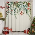 thumbnail image 3 of Christmas Eucalyptus Leaves Shower Curtain, Winter Pine Fruit Xmas Berry Waterproof Fabric Shower Curtains with 12 Hooks, Bathroom Curtain Set for Bathroom Accessories Decor, 72 x 96 Inches, 3 of 9