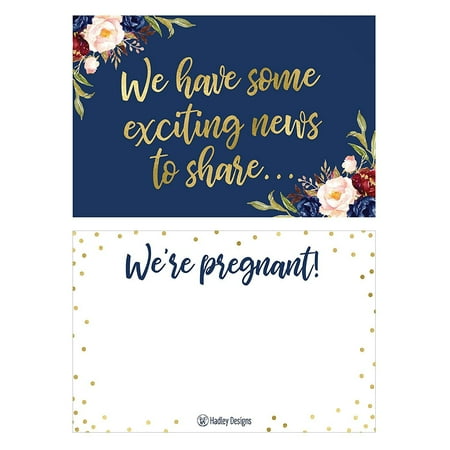 Baby Announcement Card (25 Navy Pregnancy Announcement Card Set Were Expecting Baby Surprise Having Birth Reveal Only Best Friends Get Promoted To Auntie Aunt Uncle Grandpa Grandma Grandparent Sister Brother Family Dad)