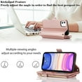 thumbnail image 4 of for iPhone 12 pro Wallet case,iPhone 12 Phone case with Zipper Card Holders for Women Slots Crossbody Flip Folio Book Cover with Credit Card Holder Men case - Rose Gold, 4 of 12