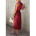 thumbnail image 2 of PRETTYGARDEN Women's Satin Dress Elegant Sleeveless Mock Neck Cocktail Party Maxi Dresses, 2 of 6