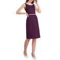 thumbnail image 4 of INSPIRE CHIC Vestido de Mujer con Rhinestones, Cuello Barco, Sin Mangas, Vestido Lápiz Ajustado 2XL Púrpura, 4 of 5